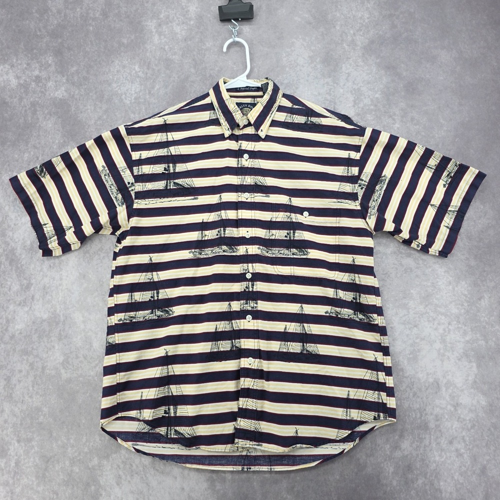 Vintage Hawaiian Shirt Salty Dog Gant M Striped Nautical Sailboat Imperial USA - Picture 2 of 9